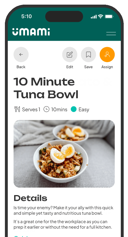 A preview of recipes in Umami